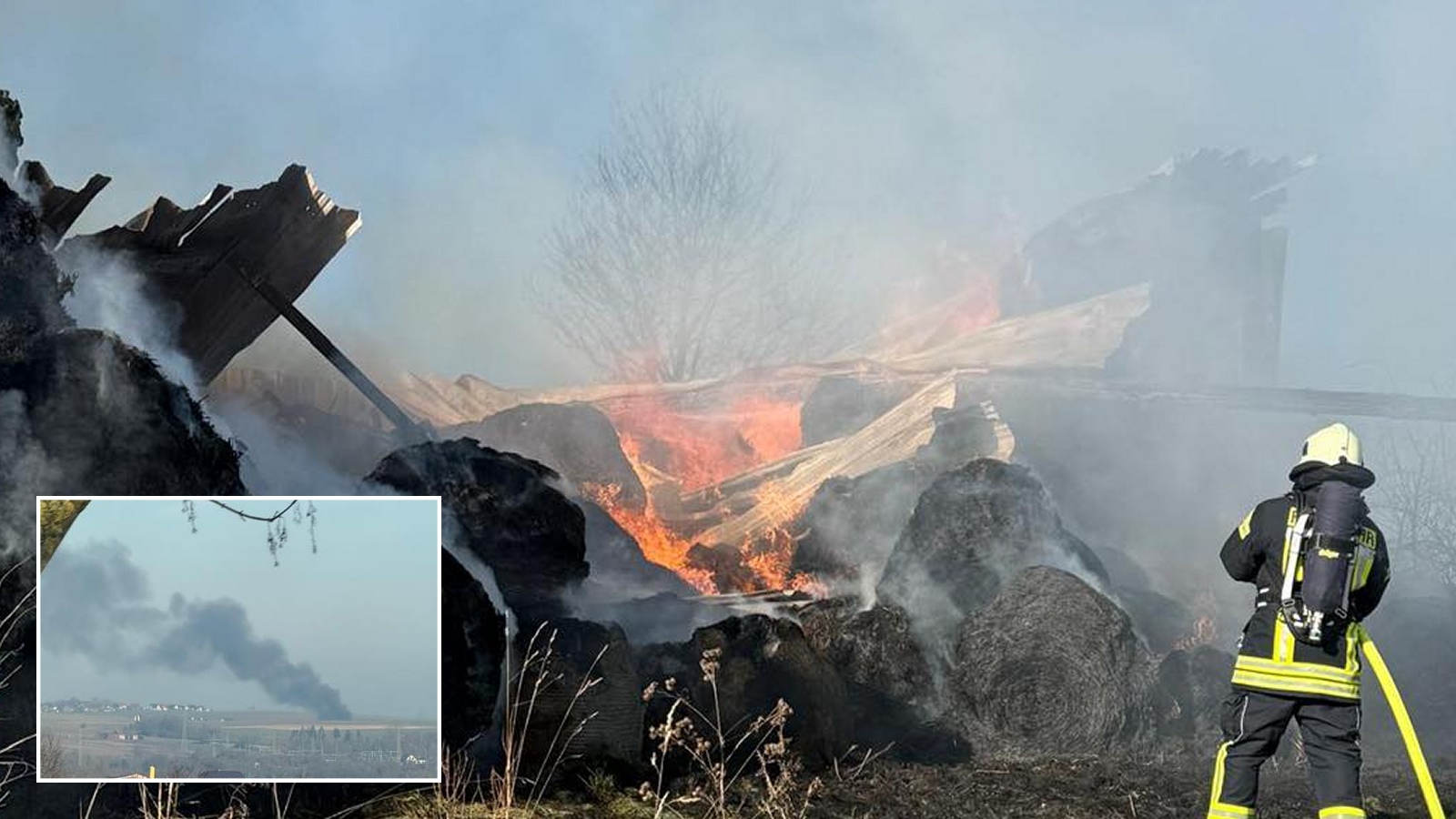   Großeinsatz bei Scheunenbrand zwischen Borgholz und Rothe